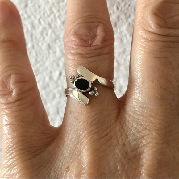 Sterling Silver Black Onyx Ring, Dainty Stone Rings, Solitaire Jewelry - Picture 6 of 8